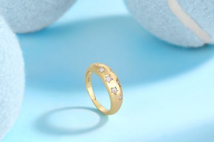 Trendy Diamond Rings, Wedding Rings, Luxury Fashion, Silver Rings Set With Moissanite (Option: Six)