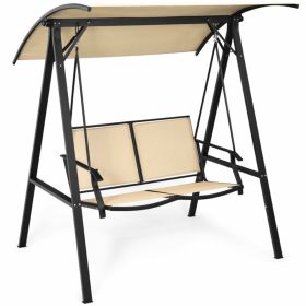 DualMotion Steel Patio Swing with Adjustable Canopy (Option: With Adjustable Canopy)