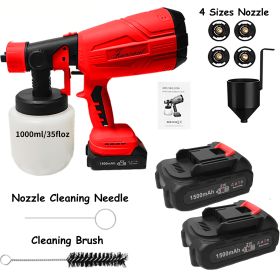 200W Electric Paint Sprayer Kit with 4 Nozzles & Dual 21V Batteries (Color: Red)