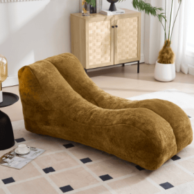 Creative Bean Bag Sofa Chair for Adults – Plush High-Density Sponge (Color: Brown)