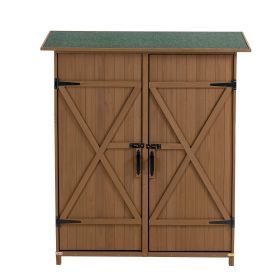 Ironwood Guardian Outdoor Tool Shed – 56"L x 19.5"W x 64"H (Option: Yellow Brown)