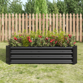 Metal Raised Garden Bed – 4x2ft Rectangle Planter (Color: Black)