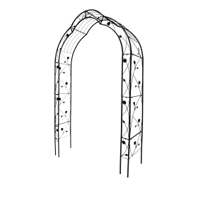Metal Garden Arch – Adjustable Climbing Plant Trellis (Color: Black)
