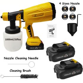 200W Electric Paint Sprayer Kit with 4 Nozzles & Dual 21V Batteries (Color: Yellow)