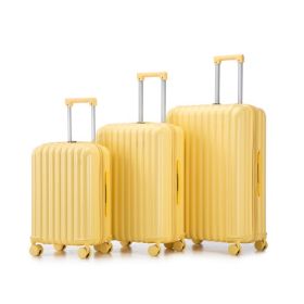 Spinner Wheel Luggage With Cup And Phone Holders (Color: Yellow)