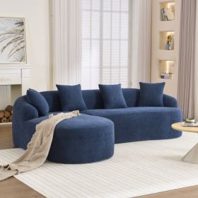 Modular L-Shape Sectional Sofa with Chaise – High-Density Foam Build (Color: Navy Blue)