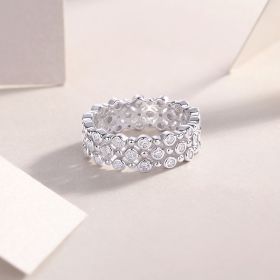 Multi-row Diamond Ring Luxury Fashion Set Moissanite Silver Ring (Option: Five)