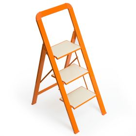 Anti-Slip Lightweight Foldable Step Stool (3 Steps) (Option: Orange Multi)