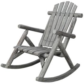 Cedarwood Ergonomic Porch Rocking Chair – Durable Outdoor Lounge Seat (Color: Grey)