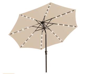 Nix KS 9FT Solar LED Patio Umbrella – Beige (Option: Beige9 FT)