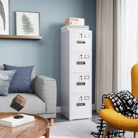 4-Drawer Metal Vertical File Cabinet With Lock (Color: White)