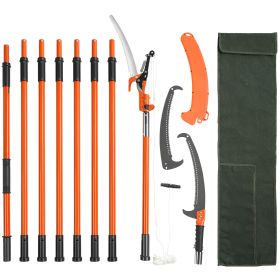VEVOR Manual Pole Saw, 7.3-27 Ft Extendable Tree Pruner, Sharp Steel Blade And Scissors High Branches Trimming, Branch Trimmer With Lightweight 8 Fibe (Option: Default)