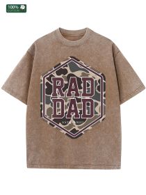 RAD DAD Camo Print Oversized Cotton Tee (Option: Brown-S)