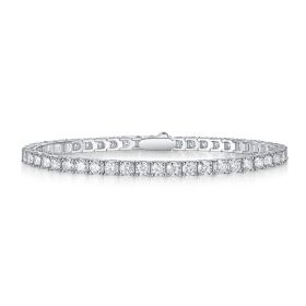 Unique Moissanite Diamond S925 Silver Bracelet – Timeless Sparkle Design (Option: Silver-165mm)