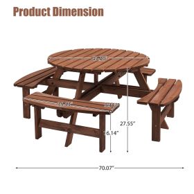 Circular Wooden Outdoor Picnic Table (Option: 8Person Brown)