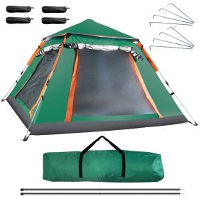 4–5 Person Waterproof Camping Tent With Dual Mesh Windows & Carry Bag (Color: Green)