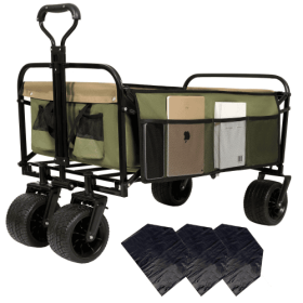 440lbs Collapsible Heavy-Duty Utility Wagon With Strapping System (Color: Green)
