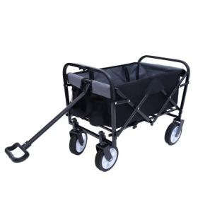 Minimeetall Strap Collapsible Heavy-Duty Utility Wagon With Secure Strapping (Option: Black PU)