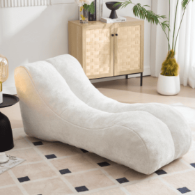 Creative Bean Bag Sofa Chair for Adults – Plush High-Density Sponge (Color: White)