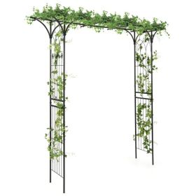 81 Inch Garden Arbor – Heavy-Duty Metal Archway for Climbing Plants (Color: Black)