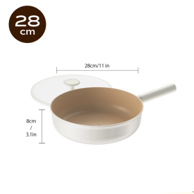 Deep Fryer With Glass Lid (11 Inch Non Stick) (Color: White)