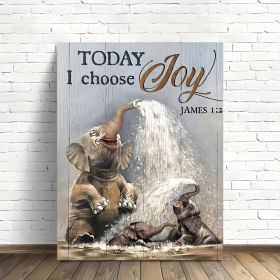 Playful Bath Elephant – Framed Canvas Art (Option: 12x8inch)