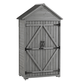 Ironwood Vanguard Outdoor Tool Shed – 39.56"L x 22.04"W x 68.89"H (Color: Grey)