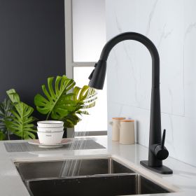Kitchen Faucet With Pull-Down Spray – Brushed Nickel Stainless Steel (Color: Black)