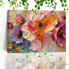 Vibrant Bloom Canvas Art – Textured Pastel Floral Arrangement (Option: 12x8in)