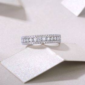 Luxury Fashion Multi-row Diamond Ring With Moissanite Silver Ring (Option: Six)
