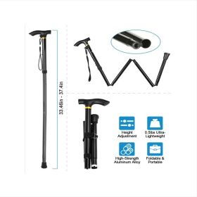 Adjustable Folding Walking Cane – Ultra-Light Portable Mobility Aid (Color: Black)