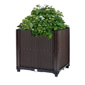 Raised Garden Bed With Self-Watering System, Brown (Option: 30X30X35cm)