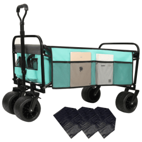 440lbs Collapsible Heavy-Duty Utility Wagon With Strapping System (Color: Blue)