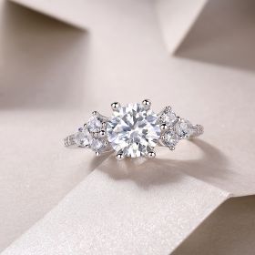 Luxury Fashion Diamond Ring Moissanite Silver Ring (Option: Five)