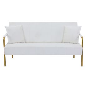 Modern Velvet Loveseat Sofa (Color: Beige)