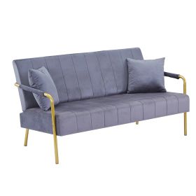 Modern Velvet Loveseat Sofa – Compact Luxury for Any Room (Color: Dark grey)