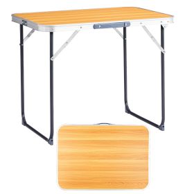 2.3ft Wood Grain Folding Outdoor Table, Aluminum Alloy, Portable (Option: Tabletop wood grain color)