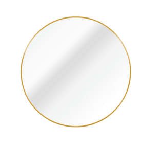 32" Metal-Framed Round Wall Mirror – Modern Industrial Accent (Color: Gold)