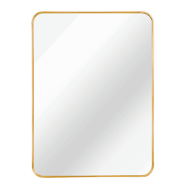 22"x30" Metal-Framed Rectangular Wall Mirror – Sleek Modern Accent (Color: Gold)