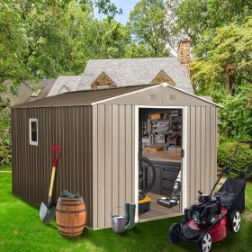 Storage Shed With Metal Floor (10FT x 8FT) (Option: Gray)
