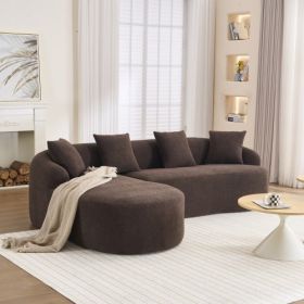 Modular L-Shape Sectional Sofa with Chaise – High-Density Foam Build (Color: Brown)