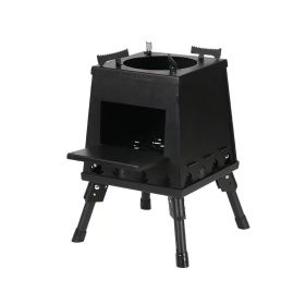 Portable Folding Wood Stove (Durable Iron) (Color: Black)