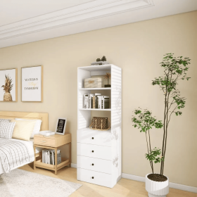 Livelylodge 70" Modular Closet Organizer with 4 Drawers – White (Color: White)