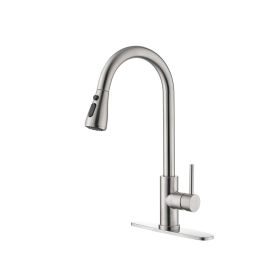 Single Handle Pull-Down Faucet – Stainless Steel with High Arc Design (Option: Silvery)