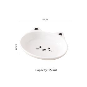 Pet Food Bowl Cat Face Shape (Small)(Ceramic) (Option: Black bowl)