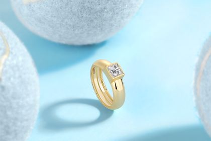Square Diamond Ring Wedding Ring Luxury Fashion Set Moissanite Silver Ring (Option: Five)