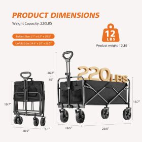 Foldable Carriage for Camping and Shopping – Heavy-Duty Outdoor Utility Cart (Option: Small sizeBK)