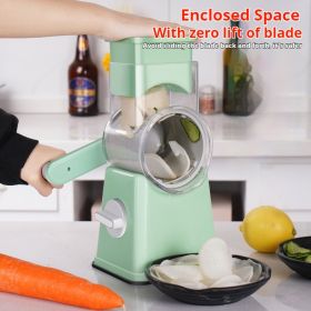 Multifunctional Vegetable Cutter – Manual Hand Crank Food Processor (Color: Green)
