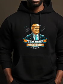 Trump President Cartoon Pullover Hoodie – Bold Statement Edition (Option: 2XL)