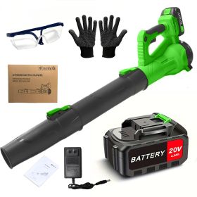 Cordless Leaf Blower Handheld with 4.0Ah Battery & Fast Charger (Color: Green)